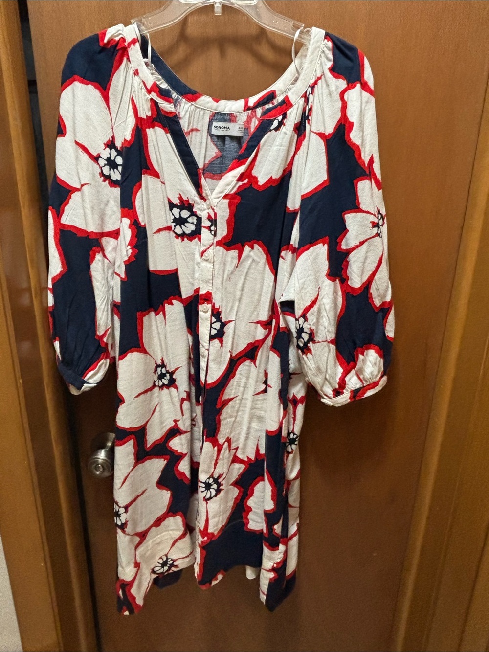 Sonoma Navy, White & Red Floral Tunic Dress